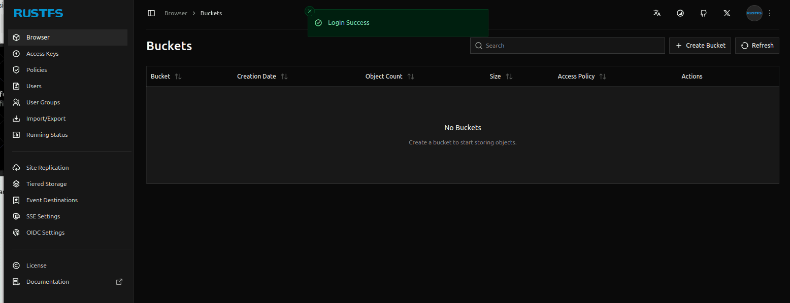 rustfs dashboard