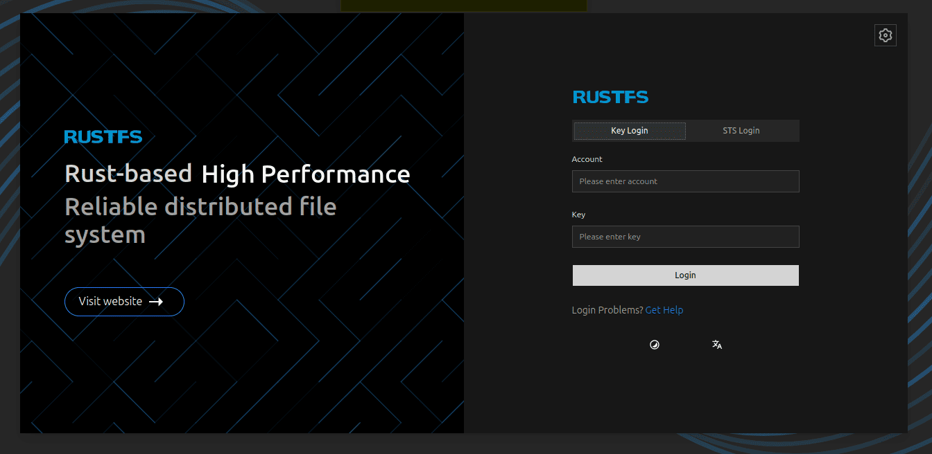 rustfs login ui