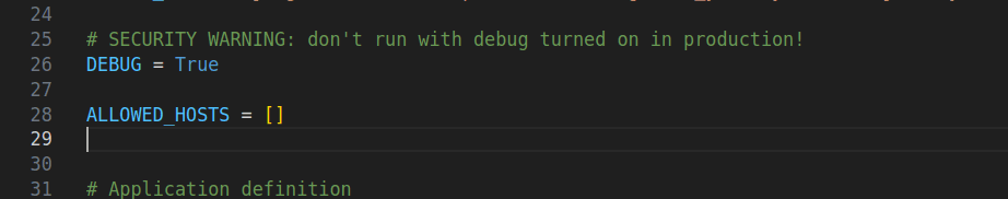 DEBUG setting
