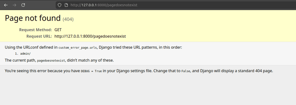 Default Django 404 page